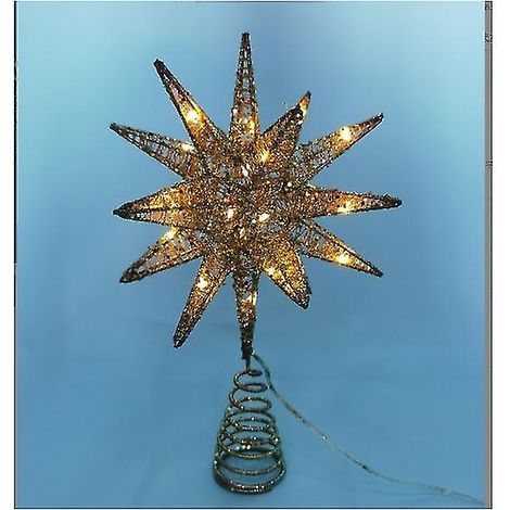 Décoration de Noël en forme d'étoile pour sapin de Noël, cordon en cuivre doré (20 cm) (1/2)