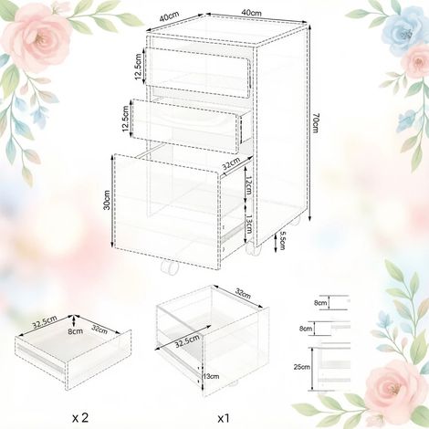 Armoire de lit chic avec roulettes, rangement mobile et classeur – idéale pour chambre à coucher (1/4)