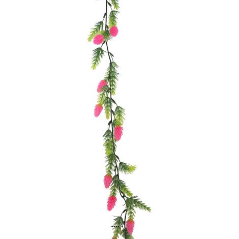 Guirlande de 30 pommes de pin artificielles Fushia plastique L 180 cm - couleur: Rose fushia 730 (1/2)
