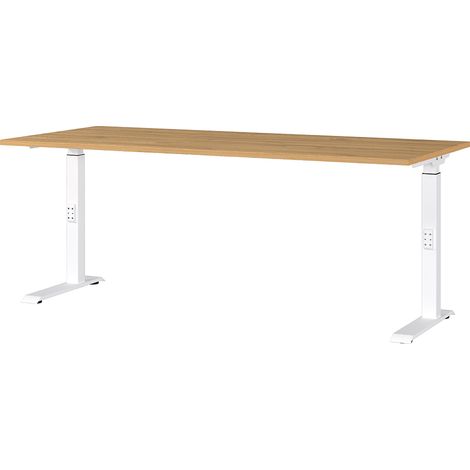 Schreibtisch 180cm, Eiche/weiß, DUBA-01 (1/4)