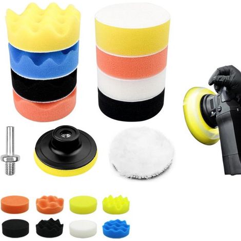Set di 11 spugne lucidanti, tamponi lucidanti in schiuma, tamponi per lucidatura auto con chiusure a strappo per lucidare, levigare e cerare le auto. (1/5)