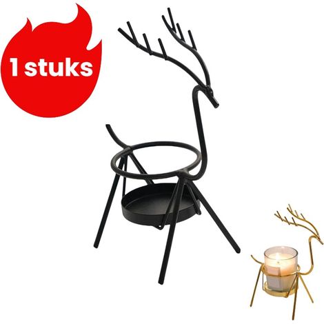 1 pièce Bougeoir de table en fer forgé Décoration de Saint Valentin Accessoire pour un dîner aux chandelles Ambiance scandinave romantique Noir Forme de cerf (1/5)