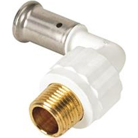 Coude multicouche PVDF blanc à sertir Ø20x2,0 - Mâle 3/4'' (20/27) - HENCO