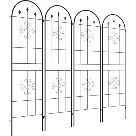 Lot de 4 treillis de jardin support plantes grimpantes acier noir (1/5)