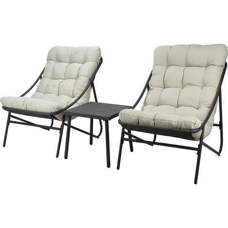 Koopman International Ambiance - Set de Möbel de Garten de 3tlg. mit Kissen (grau)