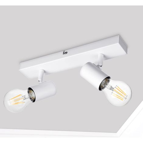 Spots Plafonnier Murale, Spots Orientables Blanc Mat, E27 Spot de Plafond Double Moderne, 60 Watt Max pour Chambre Cuisine Salon Couloir (1/5)