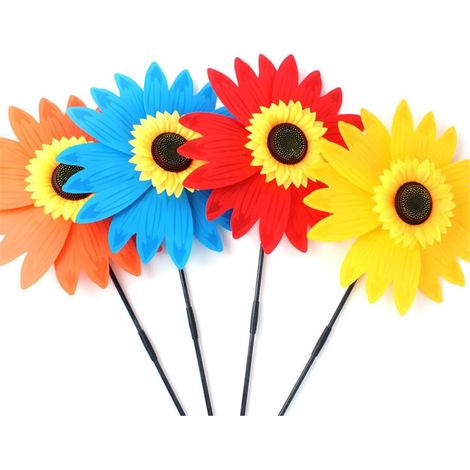 EASYCOMFORT 4 Pcs Fleur coloré à vent Moulin à vent Maison Décor de jardin Musique de roue Home Yard Décoration (1/5)
