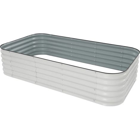 Kit da giardino rialzato, fioriera modulare in metallo 12 in 1, altezza 43 cm, per verdure e fiori, ideale per fioriera da patio o giardino, bianco