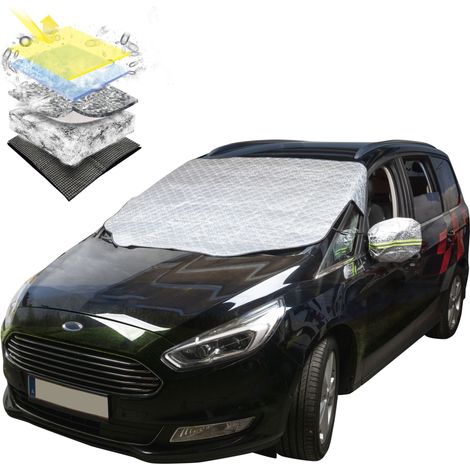 Walser – Protection thermique pare-brise 157x126 cm – 4 couches avec aluminium – Housses rétroviseurs latéraux réfléchissantes – Protège UV et gel
