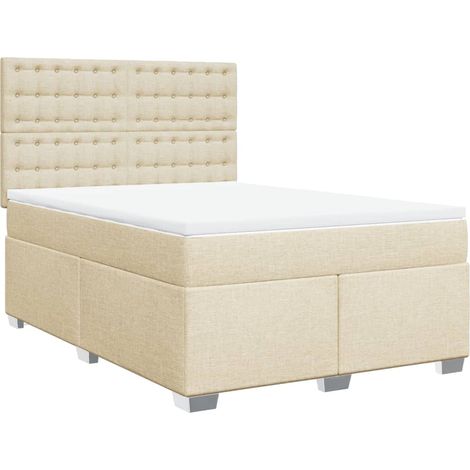 Maison Exclusive - Boxspringbett mit Matratze Creme 160x200 cm St (1/5)