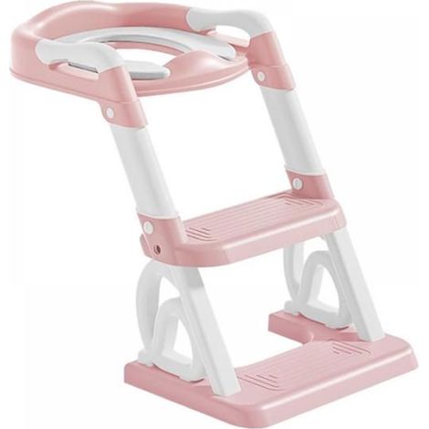 Réducteur WC Enfant 2 en 1 - Pliable avec Marchepied - Coussin Souple Anti-éclaboussures - Pour Filles et Garçons 3 à 6 Ans - Rose (1/5)