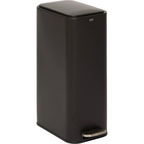 Cubo de basura rectangular y estrecho con pedal delta, 30 litros, negro - 5five (1/5)