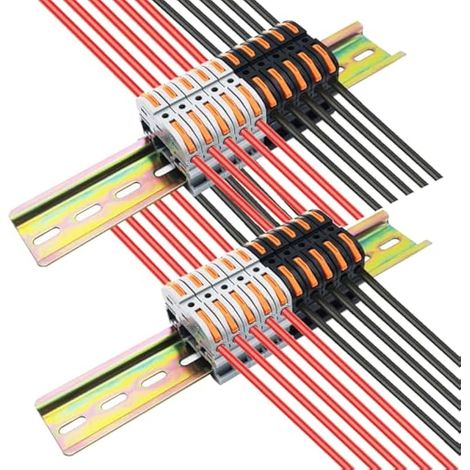 Connecteurs de fil Compacts, Universel Connecteur de Câblage Compact (10 pcs gris + 10 pcs noir), 2 pcs 20cm galvanized rails Avec vis (1/5)