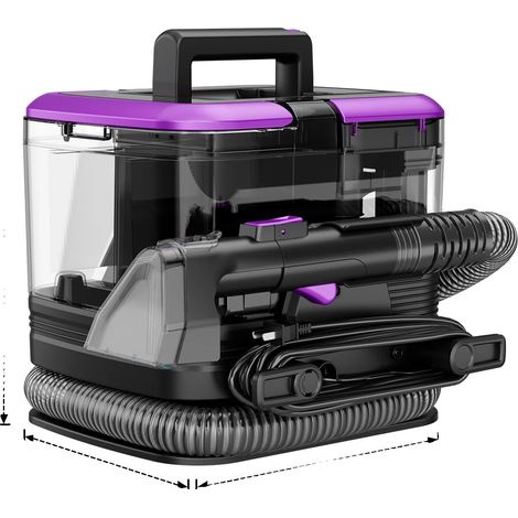Limpiador de tapicería, potente succión, sistema de doble depósito, color morado, enchufe europeo de 220V-240V. (1/2)