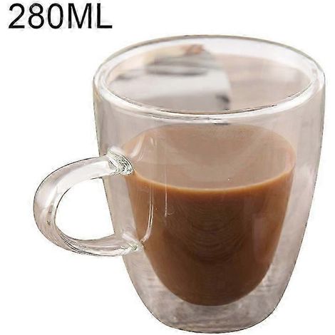 Tasse à expresso en verre borosilicate à double paroi isolante, 280 ml (1/5)