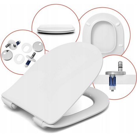 Abattant WC SLIM Villeroy & Boch O.Novo – Duroplast antibactérien – Fermeture amortie – Installation rapide avec kit inclus - 9M38S101