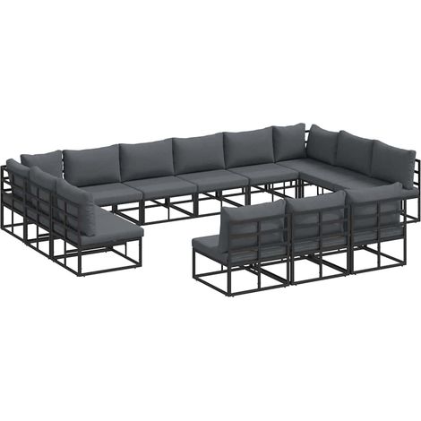Maison Exclusive - Set Divano da Giardino con cuscino 13 pcs Nero Alluminio