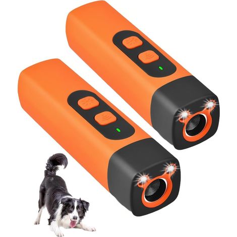 Für 2er-Pack Ultraschall-Hundevertreiber mit 3 einstellbaren Frequenzen – LED-Taschenlampe – wiederaufladbarer Bellstopper – tragbar – für Hunde und Haustiere – drinnen und draußen
