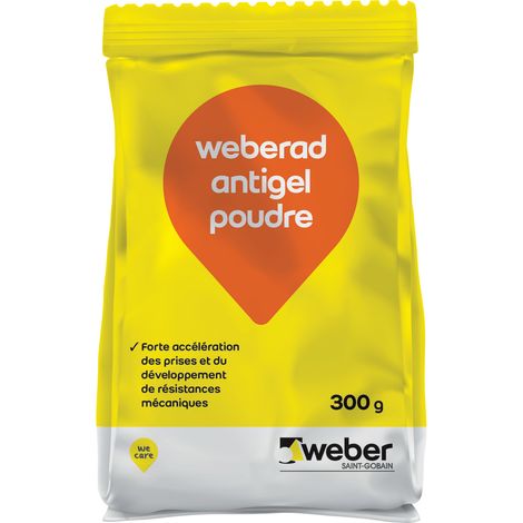 Weber Saint-Gobain Accélérateur de prise béton, 300g, poudre à incorporer aux ciments, bétons et enduits par temps froid, Weberad antigel