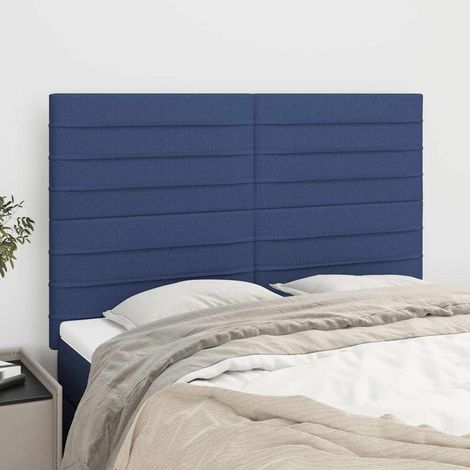 vidaXL Cabecero de cama azul 144x5x118/128 cm Tela (1/5)