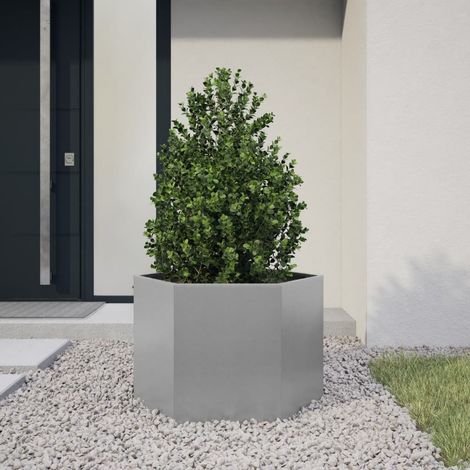 Jardinière Pot de Fleurs hexagone 69x60x45 cm acier galvanisé CFW22637 (1/5)