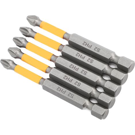 Jeu de 5 embouts de tournevis cruciformes en acier allié S2 résistant aux chocs pour la réparation industrielle et l'ingénierie électrique (1/5)
