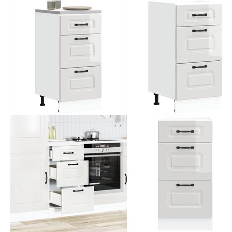 vidaXL Armoire de cuisine Kalmar blanc brillant bois ingénierie (1/5)