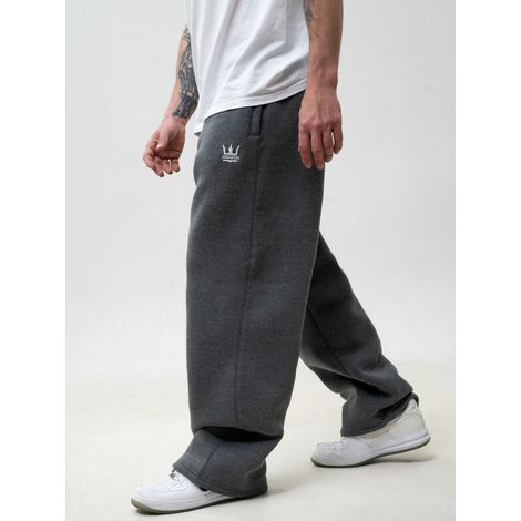 Pantaloni da tuta larghi da uomo Jigga Wear con coulisse, grigio scuro, taglia S (1/5)