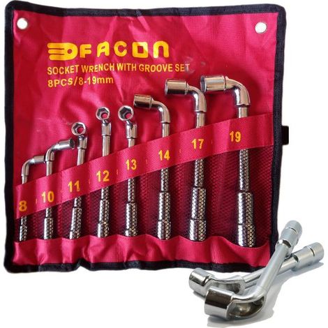 SET DI 8 CHIAVI A PIPA ESAGONALI 8 - 19mm CHIAVI BUSSOLA 8 10 11 12 13 14 17 19