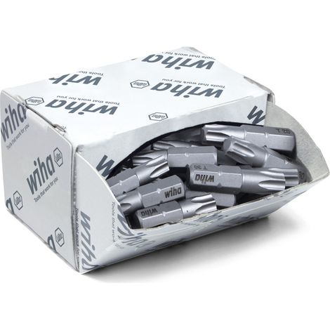 Wiha Set di inserti Standard 25 mm TORX® (T30), 50 pz., 1/4" C6,3, in confezione grande (08069)