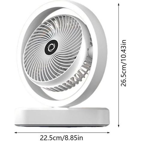 Ventilateur de bureau personnel - Ventilateur personnel avec lumière d'ambiance Rafraîchisseur d'air oscillant rechargeable à 3 vitesses avec lampe de maquillage pour la chambre, le camping et les vo (1/4)
