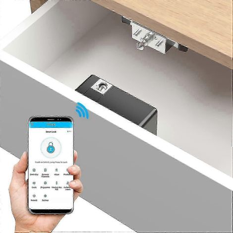 Cette serrure électronique intelligente NFC RFID pour armoire est dotée d'un pêne coulissant dissimulé et peut être installée indépendamment elle convient à la sécurité domestique. (1/5)