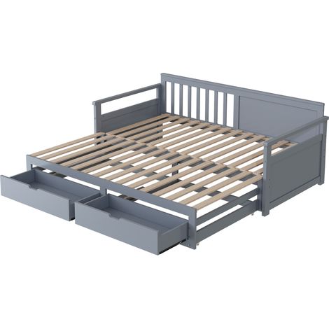 Letto da giorno multifunzione 90x190 trasformabile in 180x190 grigio con cassetti MODENUIT (1/5)