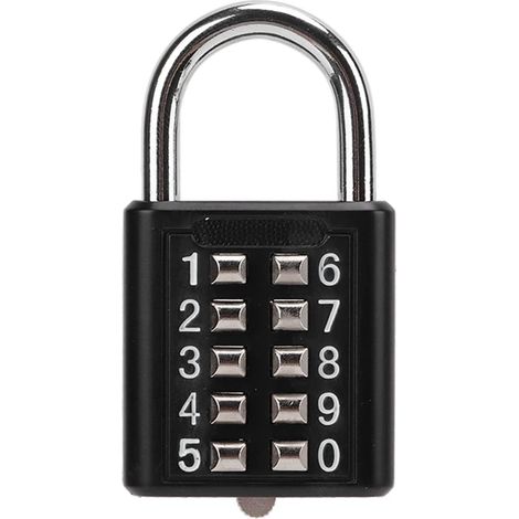 Cadenas à Combinaison à Bouton-poussoir à 10 Chiffres,Cadenas De Sécurité, Cadenas De Sécurité à Combinaison De Boutons, Serrure Numérique, Cadenas Extérieur étanche Pour Salle De Sport, Casier D (1/5)