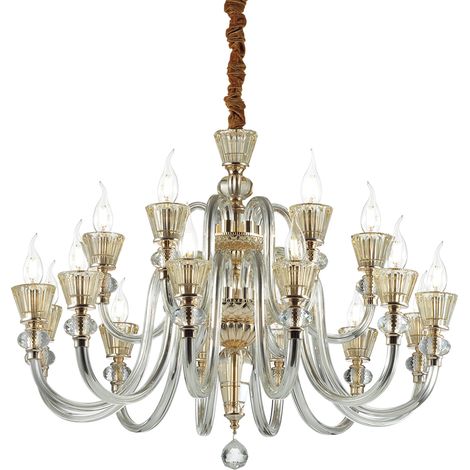 Lampadario Classico Strauss Vetro Oro 18 Luci E14 (1/3)