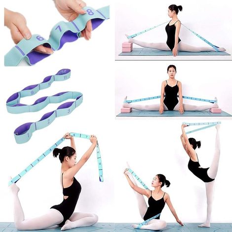 Sangle d'étirement - Sangle élastique avec 11 boucles pour yoga, pilates et rééducation - 240 cm × 5 cm - 1 pièce (1/5)
