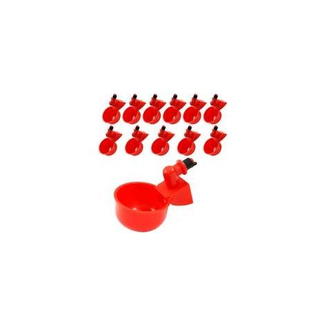 Abreuvoir automatique pour volailles 12pcs – Bol en plastique avec ressort inoxydable – Compatible seaux standard – Pour poules, canards, oiseaux (1/5)