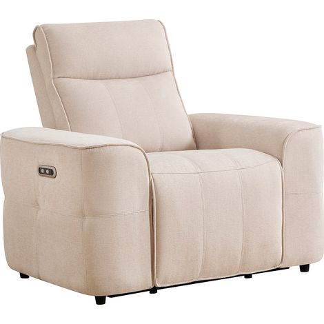 Poltrona relax elettrica in tessuto ciniglia beige - SCAMOCO