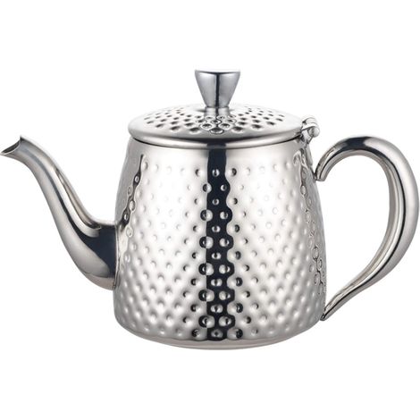 Théière avec effet martelé en acier inoxydable 18/10 – fini miroir, argent, 35oz, 1.0L (1/5)