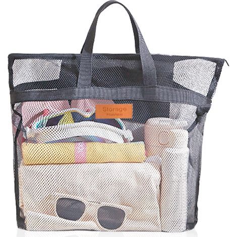 Sac de Douche Avec Poignée,Sac de Plage en Maille Filet,Shower Bag,Panier de Douche Portable,Sacs de Douche Camping,Sacs de Rangement Multifonction,Saces à Provisions RéUtilisable pour Voyages (1/5)