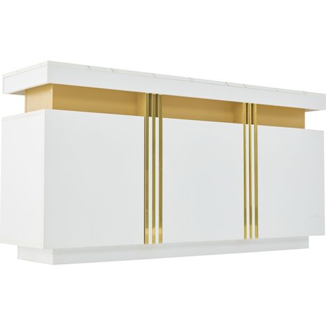 ELVMI Madia con 3 Ante, 6 Scomparti e Ripiani Regolabili per Soggiorno in Pannello di Particelle 140 × 38 × 70 cm Bianco (1/5)
