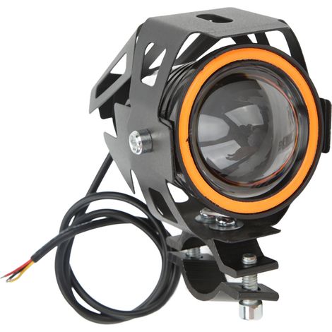 30-W-LED-Motorradscheinwerfer mit Angel Halo, Abblend-/Fernlicht, IP68 wasserdicht, 12–60 V, universelle rote Lampe (1/5)