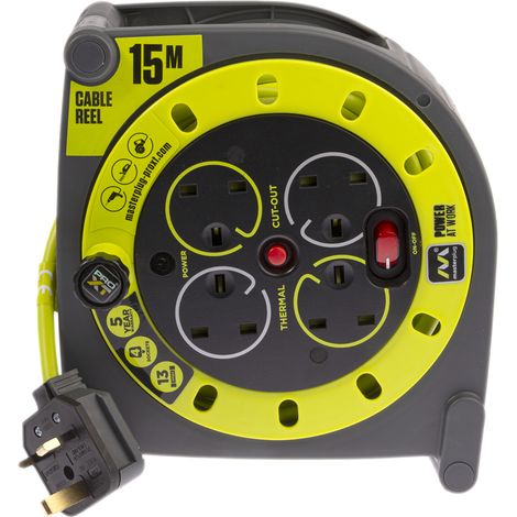 Enrouleur 15m, 4 prises Type G - Britannique, 240 V 13A ( Prix pour 1 ) (1/4)