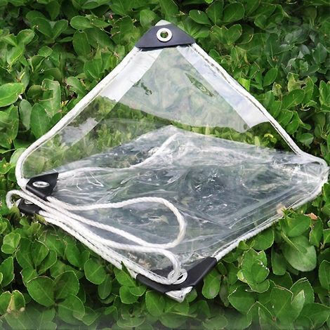 Toile de protection imperméable en PVC transparent pour balcon ou jardin, 3 x 5 mètres (1/2)