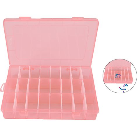 Boîte de rangement pour perles et bijoux 24 cases orange - Organisateur modulable en plastique détachable (1/5)