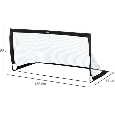 Mini porte da calcio pieghevoli set da 2, acciaio e rete in PE, 186 x 90 x 89 cm, nero HAVRYA (1/5)