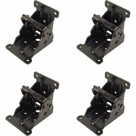 Charnières pliantes autobloquantes, 4 charnières pliantes pour meubles de cuisine, charnières pliantes à pied en acier à 90°, support d'étagère pliable avec extension de table et verrouillage (1/5)