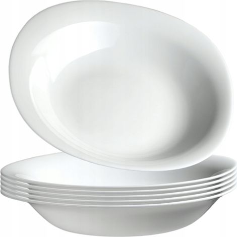 KADAX Suppenteller, Suppenschüssel aus gehärtetem Glas, Weiß, 23 cm, 6 Stück
