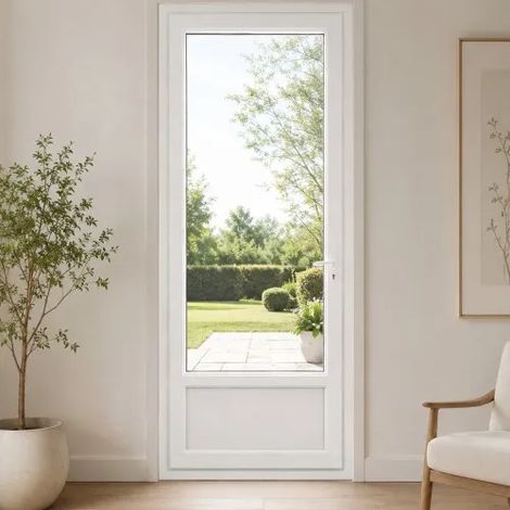 Porte fenêtre PVC blanc 1 vantail hors tout H 208 x L 96 cm ouverture française pour pose en neuf - tirant gauche