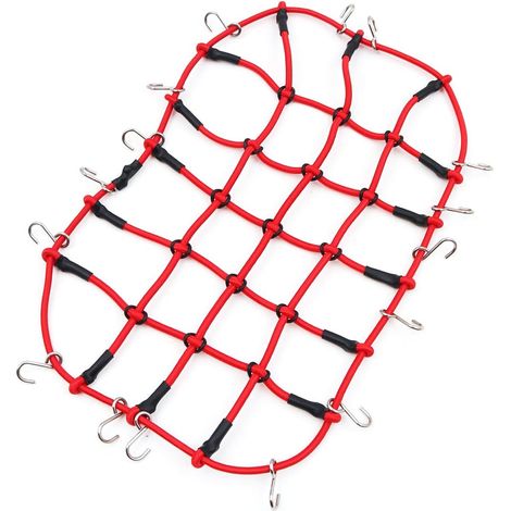RC Cargo Net Roof Rack Accessories Elastic Storage Net with Hook for 1/10 RC Car RC Crawler Monster Trucks Compatible with D90 SCX10 90046 TRX-4 - Red (1/5)